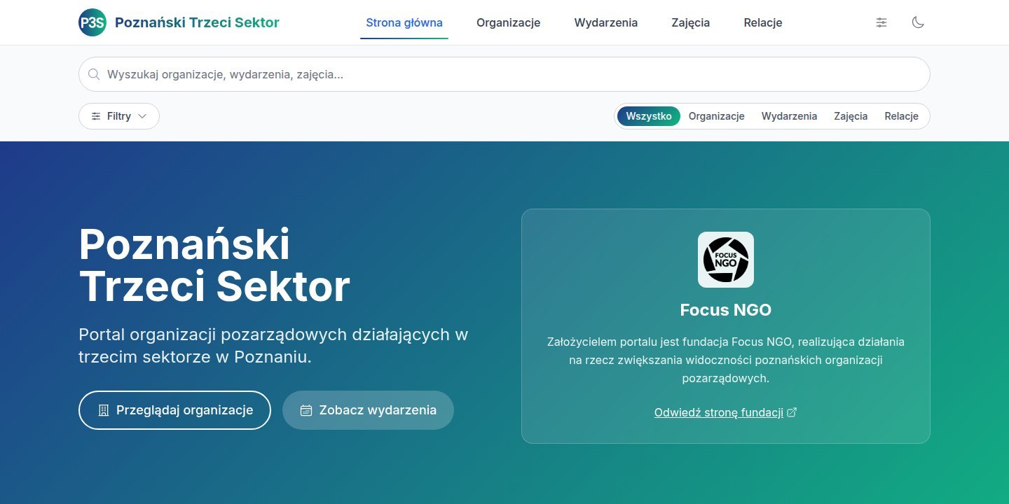 Zrzut strony głównej Poznański Trzeci Sektor